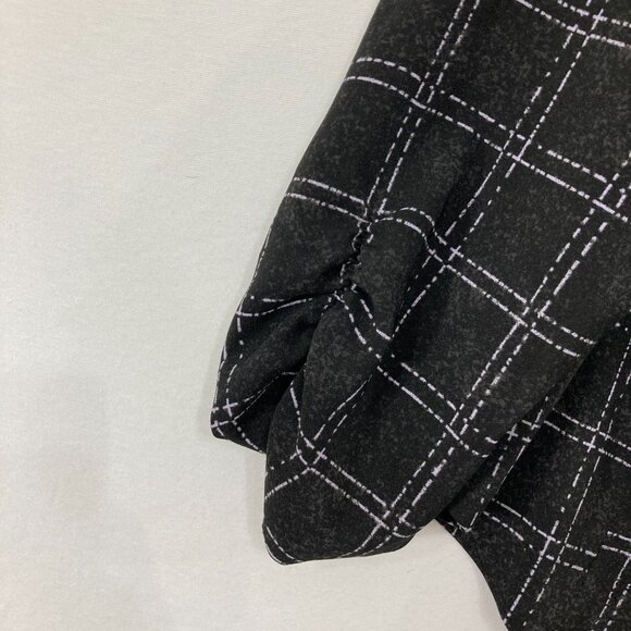TORRID Blazer sz 2X Black White Plaid Print Blazer Open Front 3/4 Ruched Sleeve - Picture 9 of 12